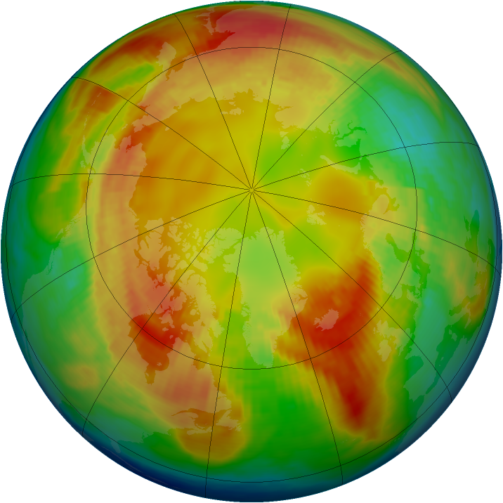 Arctic ozone map for 14 February 1988